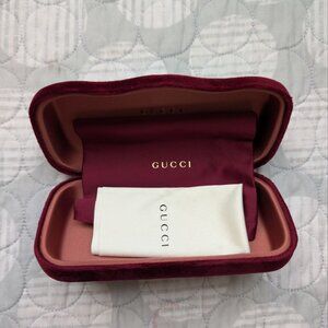 Gucci Burgundy Red Velvet Cover Hard Shell Sunglasses Case with Dust Bag
